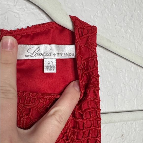 Lovers + Friends Caspian Red Lace Shift Dress Revolve XS Holiday Party Coquette - Picture 3 of 7